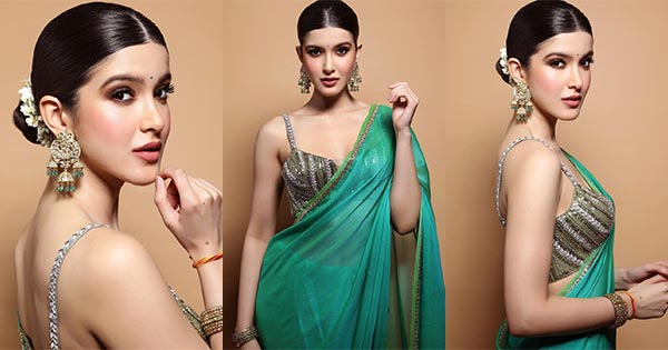 Shanaya Kapoor hot saree backless blouse