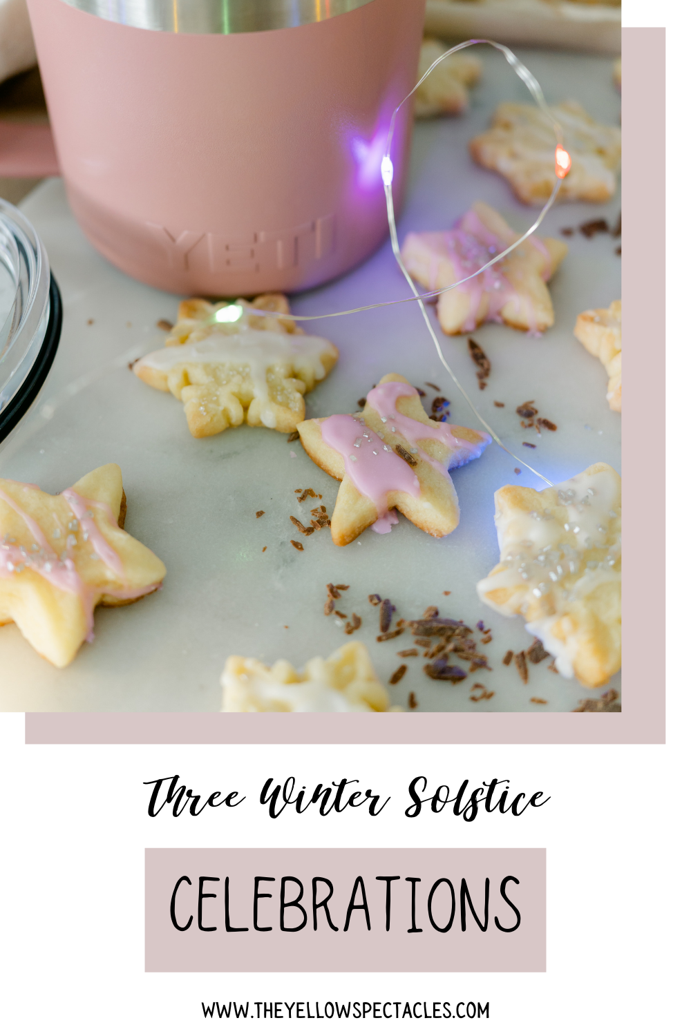 Christmas sugar cookies on marble platter