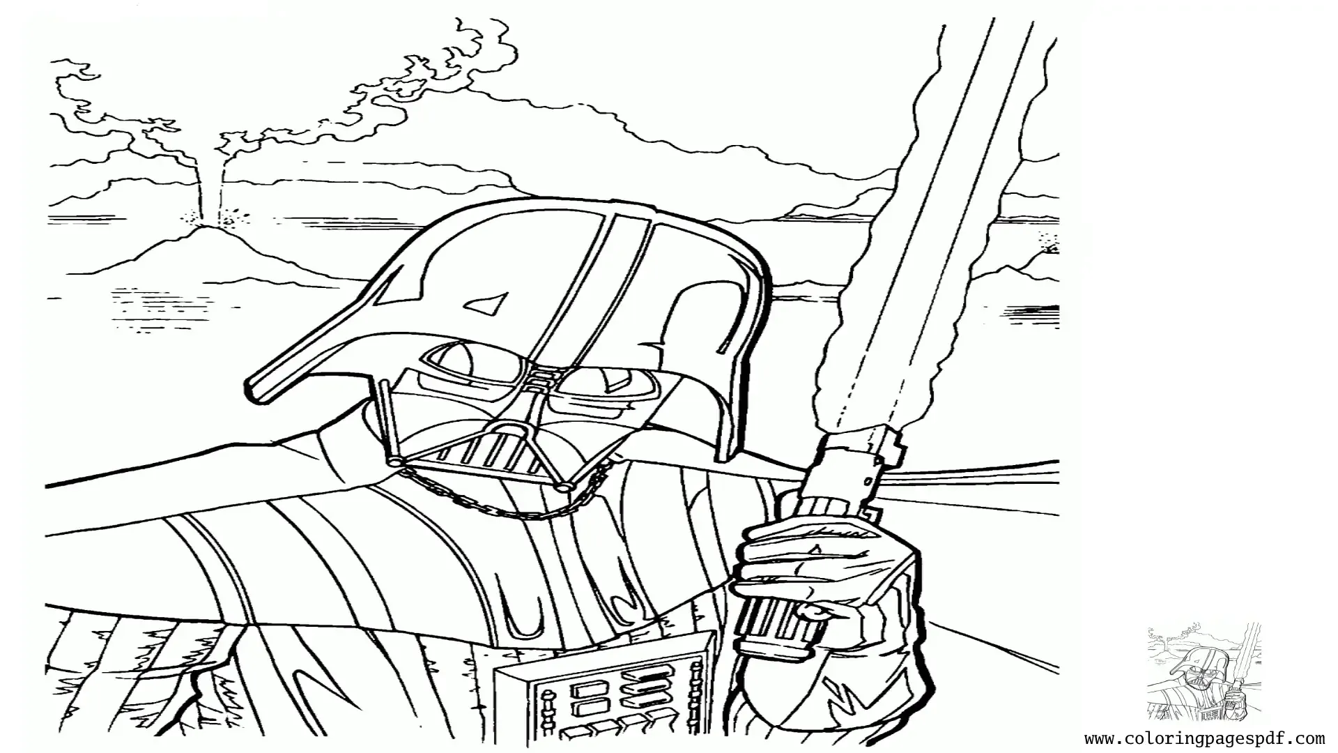 Coloring Pages Of Darth Vader With A Light Saber
