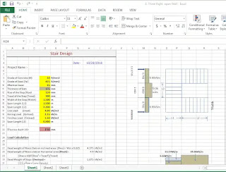 Design Three Flight Open Well Staircase Excel Sheet