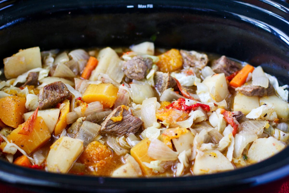 Slow Cooker Argentina-Style Beef Stew in the slow cooker.