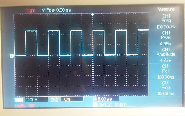 Arduino CTC mode square wave on oscilloscope