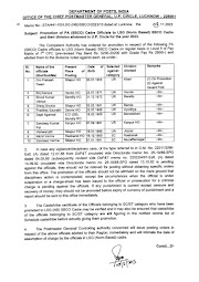 Promotion of PA(SBCO) cadre to LSG (Norm Based) SBCO Cadre and Divisional allotment- UP Circle order dtd 09/11/2023
