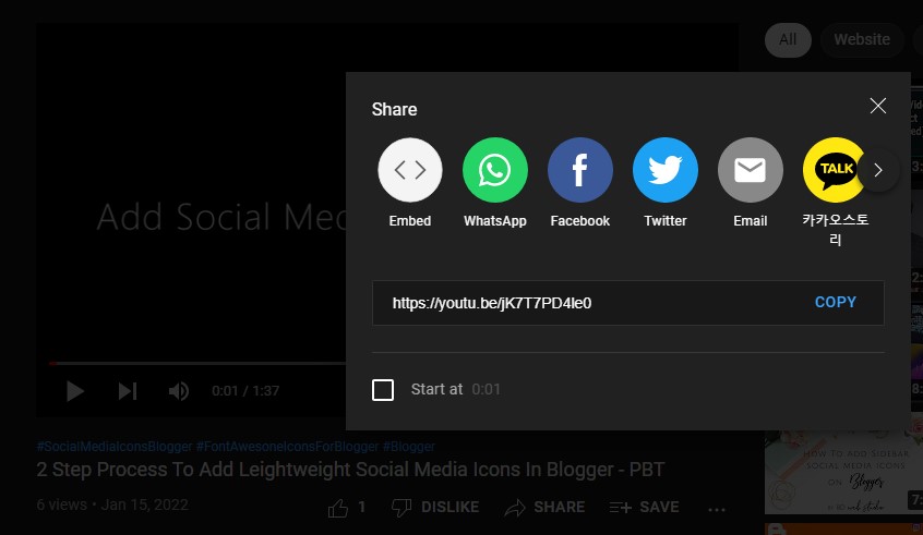 embed YouTube videos in Blogger using share video option