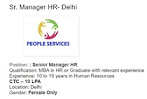 Hiring for Sr. Manager HR- Female