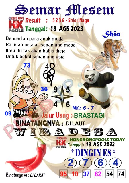 Syair HK Semar Mesem HK Hari Ini 18-Agustus 2023