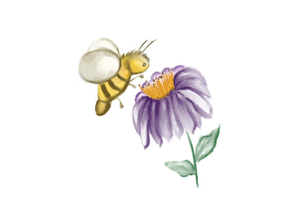 Crella Bee Pollinating Flowers Watercolor Compatible with Cameo Silhouette Studio, Cricut and other cutting machines for any crafting projects.