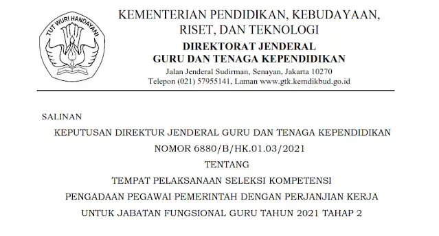 Lokasi Seleksi Kompetensi Guru PPPK Tahap 2