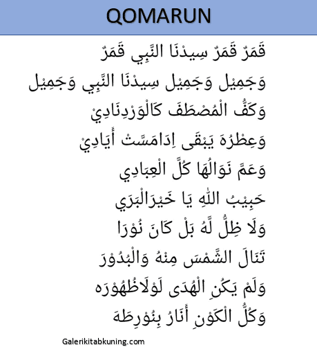 Teks Lirik Sholawat Qomarun - Nisa Sabyan - Arab Latin dan Artinya