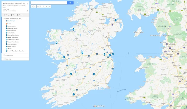 Map of Ireland by train