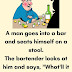 A man goes into a bar and seats