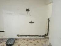 Foto da parede da sala, Instalação de canduítes na sala