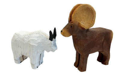 Goat and Sheep Chain Saw Carvings
