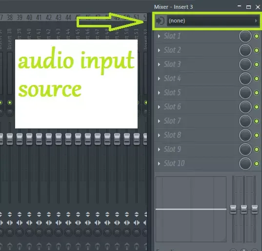 Изображение меню микшера под названием audio input source