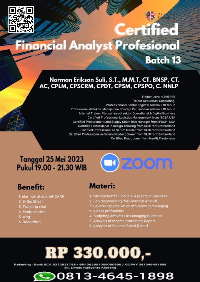 WA.0813-4645-1898 | Certified Financial Analyst Profesional (CFAP) 25 Mei 2023