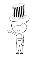 Coloring page 4th of July - Boy with Uncle Sam hat coloring pages