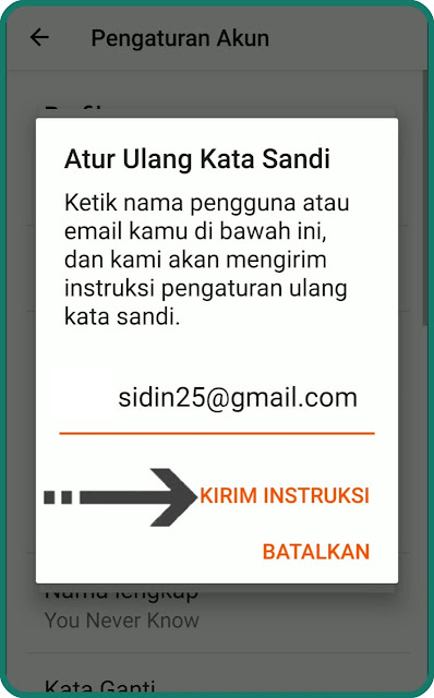 kirim instruksi untuk mengubah kata sandi