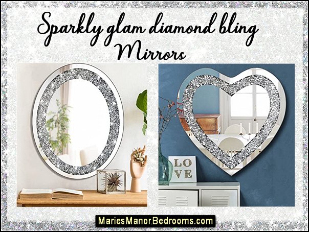 Crystal Crush Diamond Heart Shaped Silver Mirror  glam bling mirrors glam bling wall decor glam decor glam home decor bling decorations