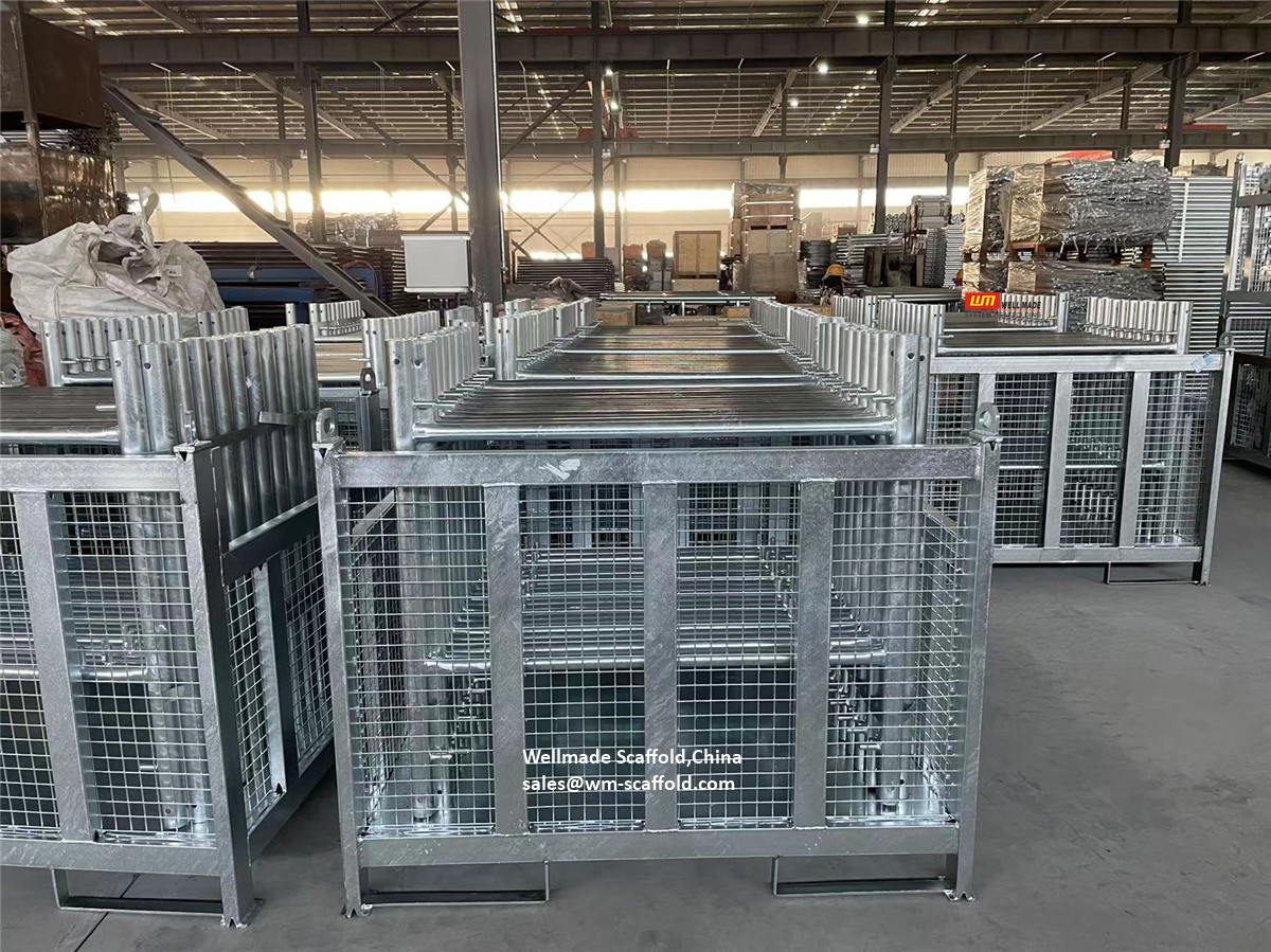 scaffold cages hot dip galvanized for scaffold fitting and accessories shipping and export - Wellmade scaffold racks and pallets