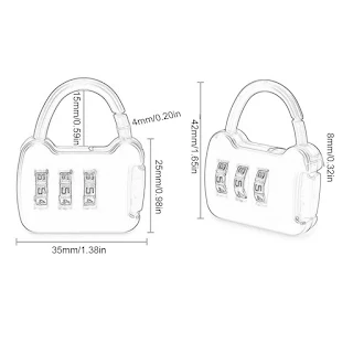 3 Digit Code Combination Password Lock Backpack Padlock Mini Luggage Case Lock