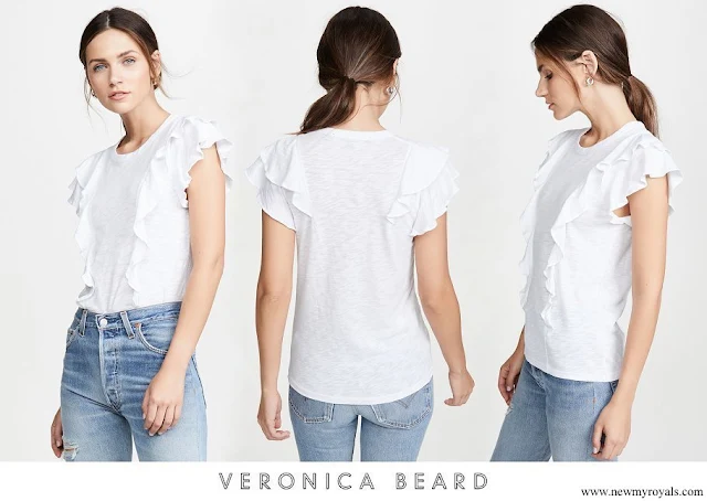 Princess Madeleine wore Veronica Beard Jean Bea Short Sleeve Ruffle Tee