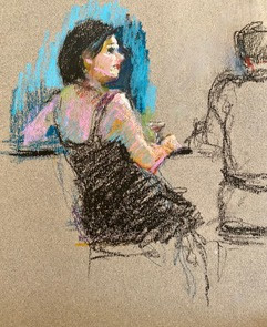 woman seated at bar sketch bar loose drawing