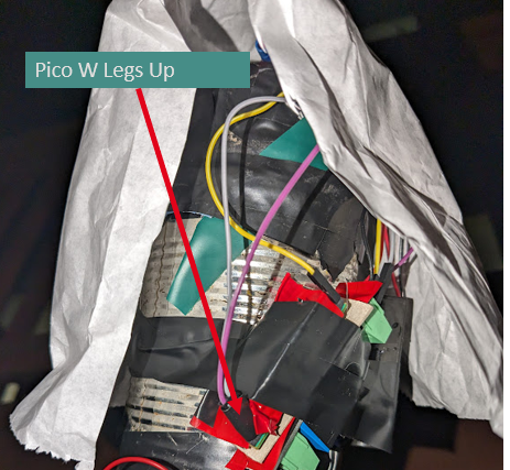 Pico-W taped to side of rig housd in pineapple can. The Pico-Ww is also taped to the relay used for keyer control
