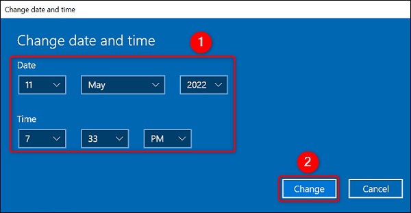 قم بتغيير الساعة في Windows 10