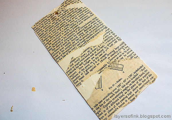 Layers of ink - Dimensional Insects Tag Tutorial by Anna-Karin Evaldsson. Cover tag with old book paper.
