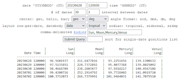 Online Ephemeris Generator