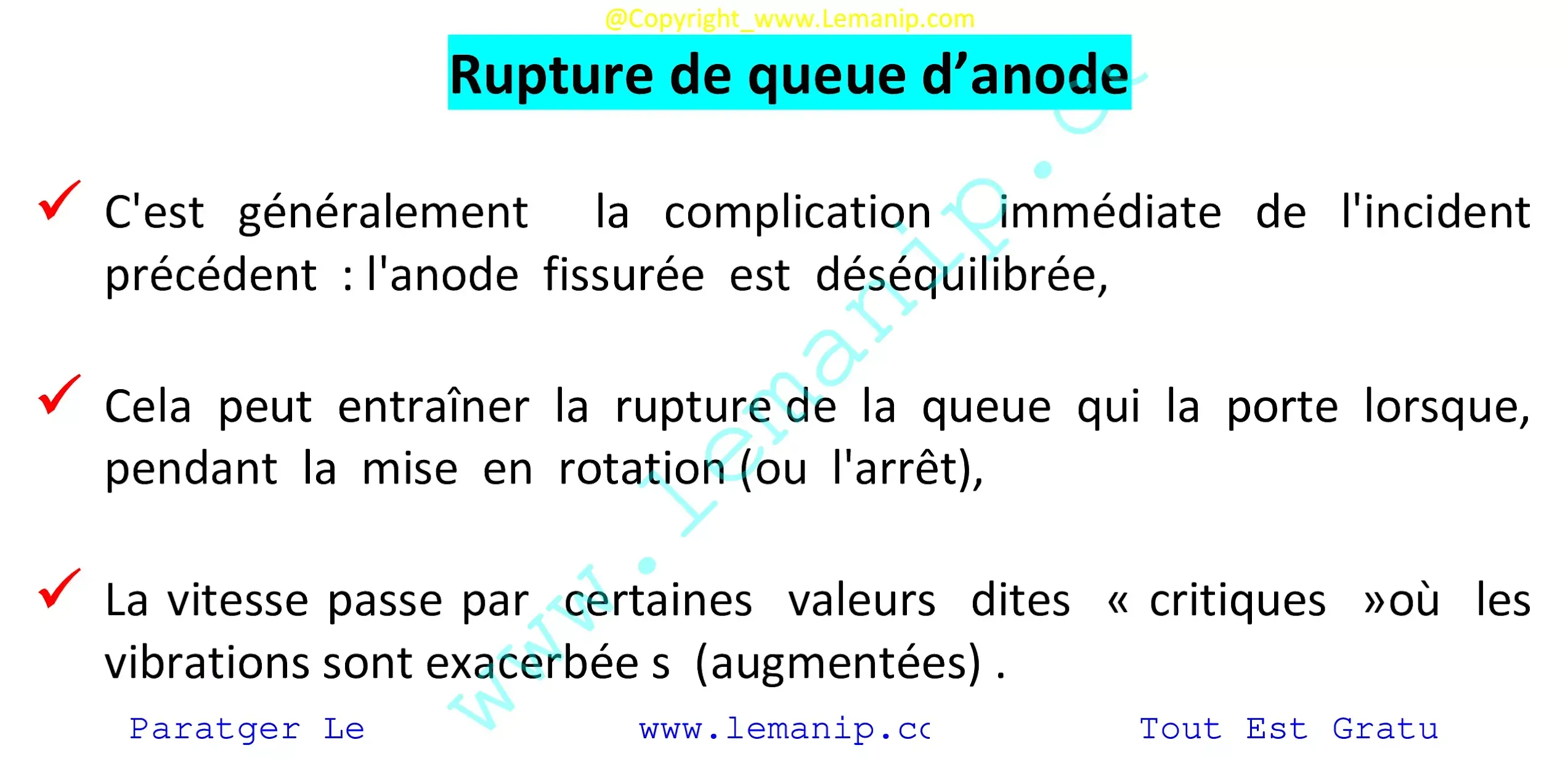 Rupture de queue d’anode