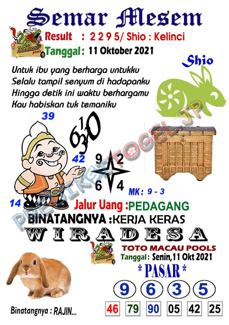 Syair Semar Mesem Togel Macau Senin 11-10-2021