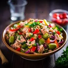طريقه عمل سلطه التونه بالحمص والخضار للرجيم