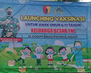 Keluarga Besar  Dan Dandim 0820 Launching Vaksinasi Anak Probolinggo