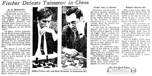 Fischer Defeats Taimanov in Chess