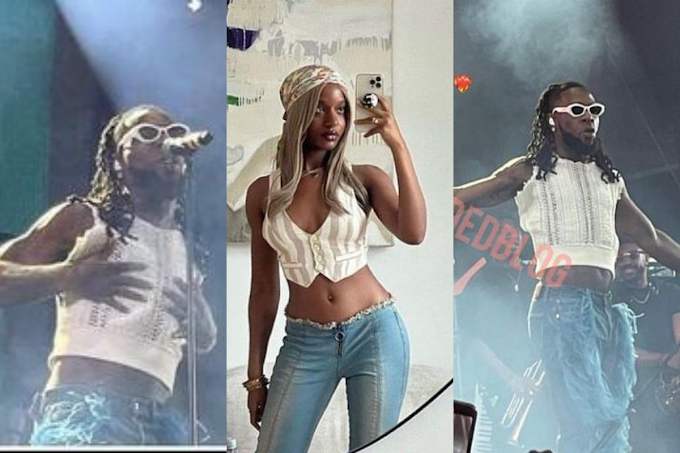 Since Burna Boy Was Served Breakfast He's Never Been The Same - Fans Mocks Burna Boy For Performing With A Crop Top