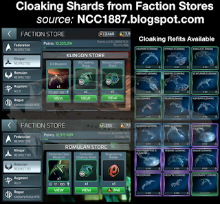 Cloaking shards can be purchased from the faction stores in STFC