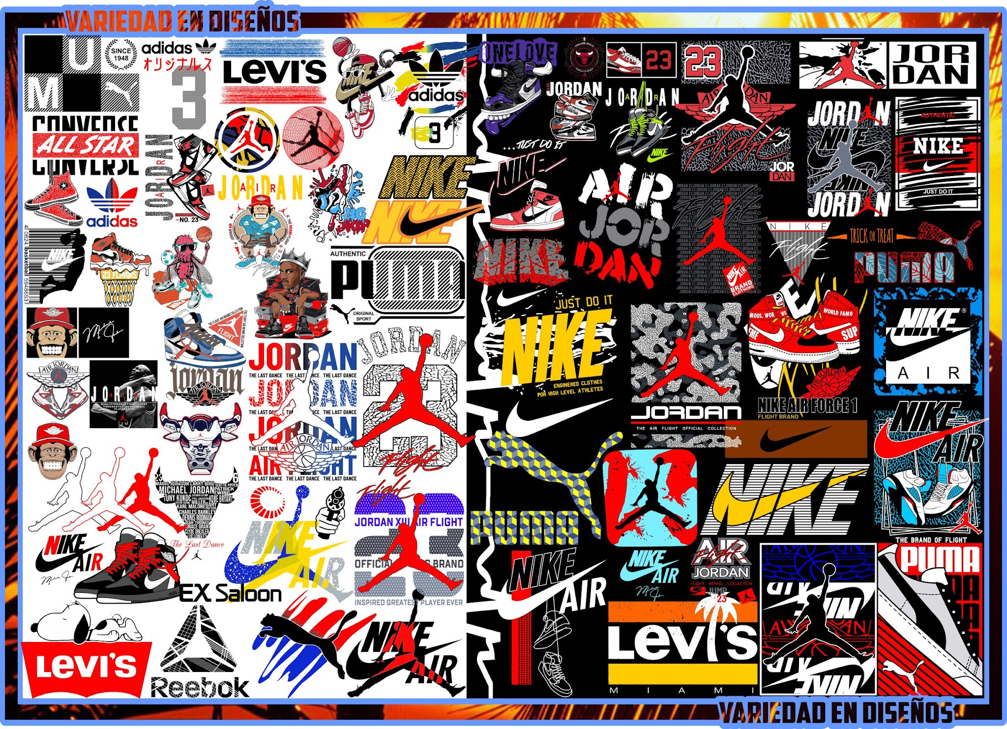 Marcas y Logos de Jordán, Nike, Adidas Editables