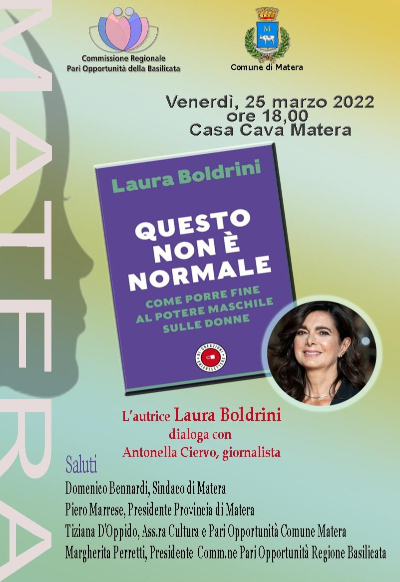 Crpo presenta a Matera libro on.Boldrini “Questo non è normale"