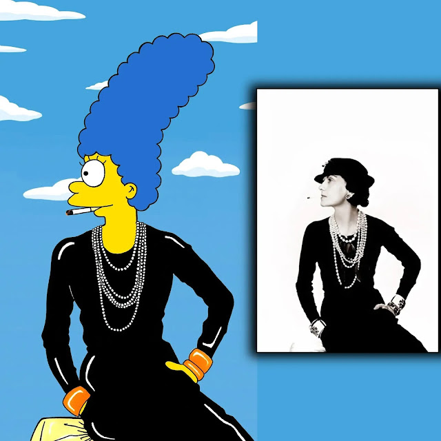 Marge Simpson Iconic Dresses – AleXsandro Palombo – Recreating a Coco Chanel pose