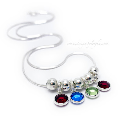 4 Birthstone Charm Necklace - January, September, August & January - .925 sterling silver