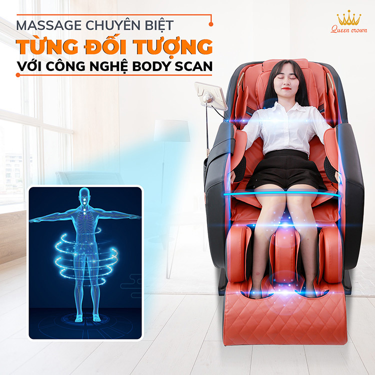 Ghế massage Queen Crown QC LX3 ứng dụng công nghệ body scan