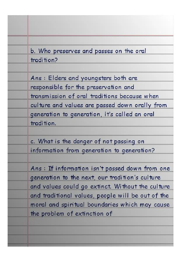 Sharing Tradition Questions Answers
