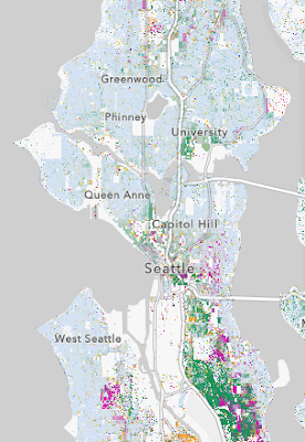 map of Seattle area with colors indicating race
