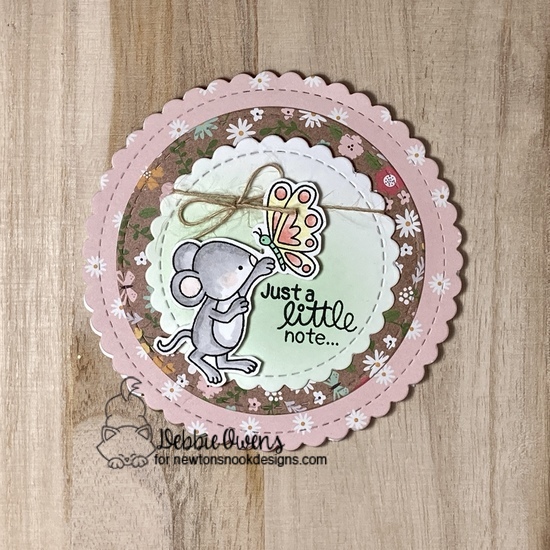 Just a little note by Debbie features Garden Mice and Circle Frames by Newton's Nook Designs; #inkypaws,#newtonsnook, #springcard, #micecards