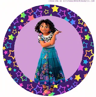 Encanto de Disney con Estrellas: Toppers o Etiquetas Circulares para Imprimir Gratis.