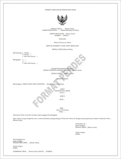 Contoh Perdes, Contoh Kumpulan Perdes, Contoh Peraturan Desa terbaru dan lengkap format Doc (Word) dan PDF