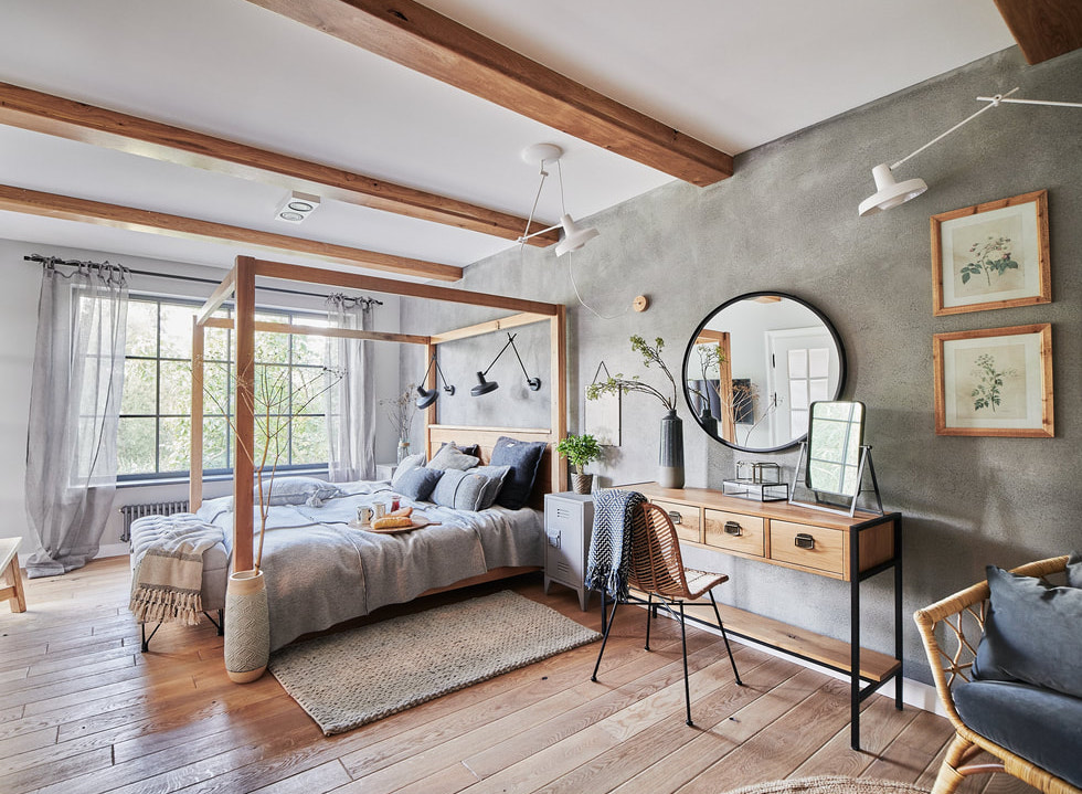 Dormitorio de estilo rústico natural