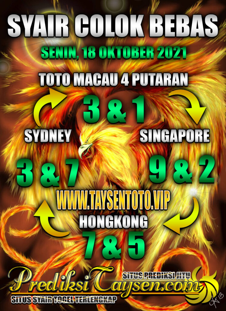 Prediksi Colok Macau Hari Ini Senin 18 Oktober 2021
