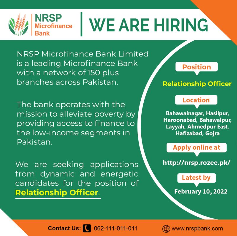 NRSP Microfinance Bank Career 2022-Apply online-Bank Jobs